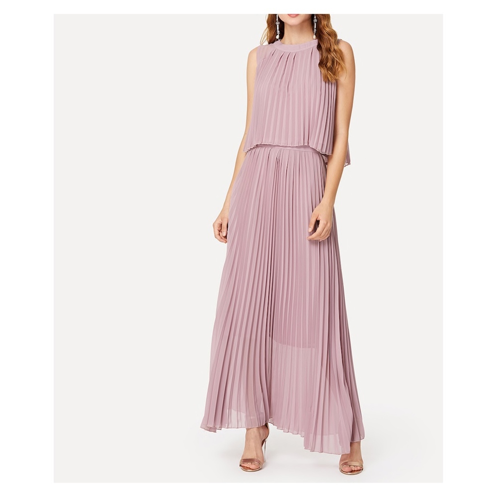 Dusty Pink Sleeveless Pleated Maxi Dress - Picture 2 of 5